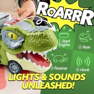 JOYIN 13-in-1 Dinosaur Truck & Cars Set for Kids