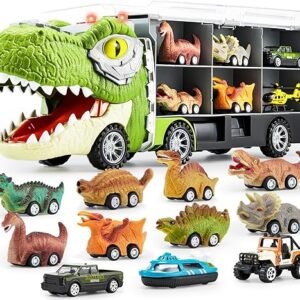 JOYIN 13-in-1 Dinosaur Truck & Cars Set for Kids