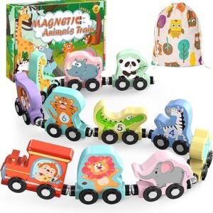 Magnetic Wooden Animals Train Set - Montessori Learning Fun!