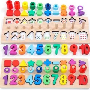Montessori Wooden Number Puzzle & Stacking Game for Kids
