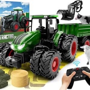 Upgraded Remote Control Tractor Set for Kids